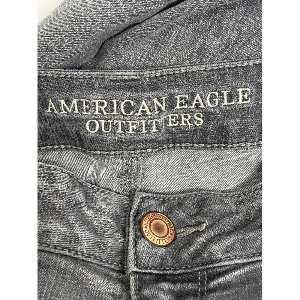 American Eagle Straight Jeans Womens 18 Long Gray Cotton Stretch Classic Casual